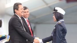 Menteri Kelautan dan Perikanan Sakti Wahyu Trenggono pada kegiatan Wisuda Nasional SUPM Tahun Pelajaran 2023/2024, Jumat (7/6/2024), di Kampus SUPM Tegal, Jawa Tengah. - Foto KKP