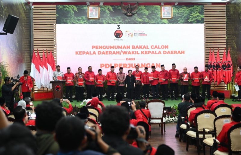 Pengumuman calon kepala daerah dari PDIP pada Pillada 2024.