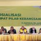 Sarmuji dalam kegiatan Sosialisasi Empat Pilar MPR RI yang berlangsung di Desa Plandirejo, Bakung, Blitar, Jawa Timur pada Minggu 18 Mei 2025.
