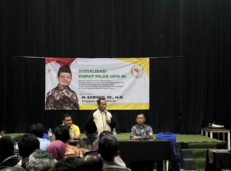 Kegiatan sosialisasi Empat Pilar Kebangsaan bersama masyarakat di Desa Pagu, Kecamatan Pagu, Kabupaten Kediri, Jawa Timur, Senin 15 Desember 2025.